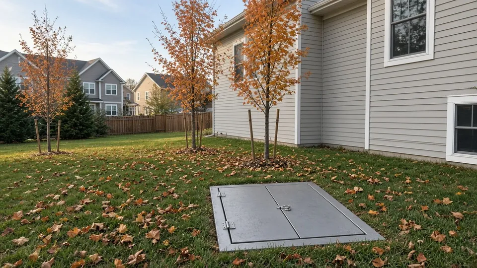 Example photo of a suburban Indiana street with family homes